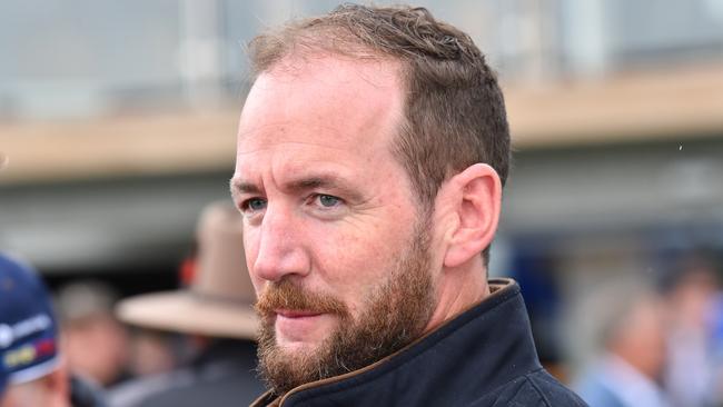 Ciaron Maher & David Eustace after Jamarra won the Warrnambool City Volkswagen 2YO Handicap, at Warrnambool Racecourse on May 04, 2022 in Warrnambool, Australia.(Reg Ryan/Racing Photos via Getty Images)