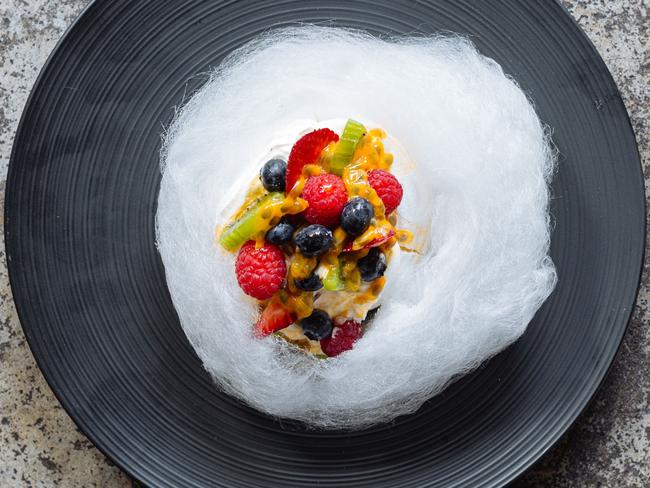 New seasonal dessert at Bar M, the fairy floss pavlova. Picture: John Puah