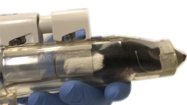 Mice being restrained in tubes and forced to smoke cigarette tobacco as part of a research study. Picture: Humane Research Australia