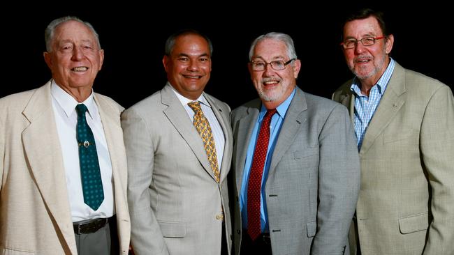 Mayors past and present, Denis O'Connell, Mayor Tom Tate, Lex Bell and Gary Baildon. Photo: Kit Wise