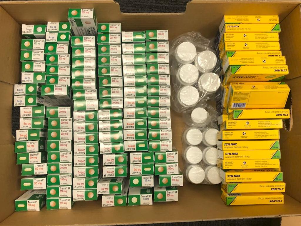 Tramal and Stilnox were among the drugs seized during a police raid that also netted more than $300,000 in cash and resulted in a GP being charged with trafficking. Picture: QPS