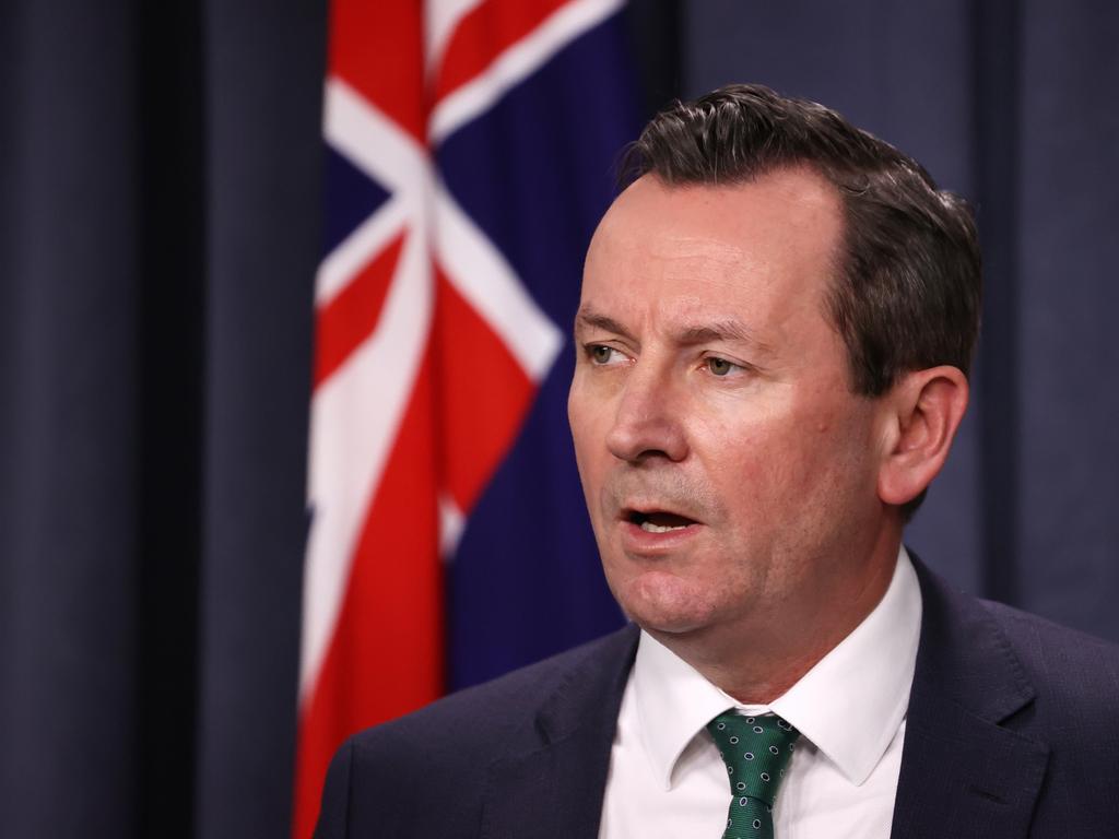 WA Premier Mark McGowan holds a Covid-related press conference at Dumas House in West Perth. Picture: Jackson Flindell