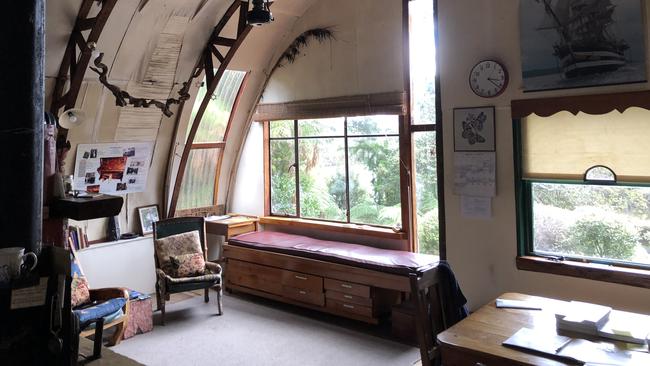 Handmade chair in the the living room of Deny King's former home at Melaleuca at Port Davey in Tasmania's South West. Picture: PHILIP YOUNG