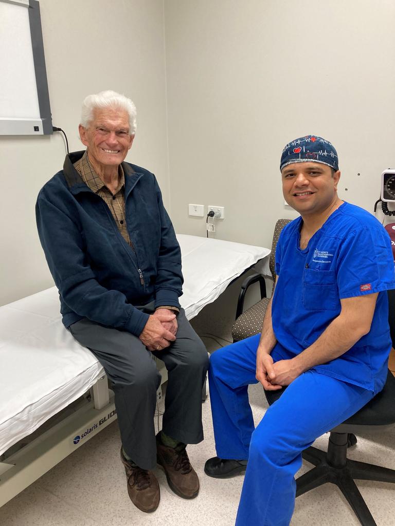 FIRST FOR REGION: St Vincent's Private Hospital urologist Dr Devang Desari sits down with Toowoomba patient Colin Kessler. The surgeon recently performed Rezum therapy for the first time in the region.