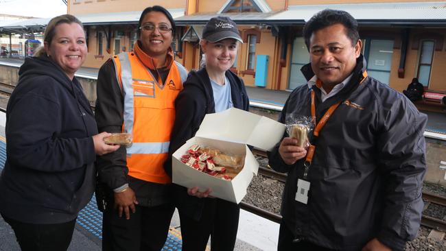 Campbelltown Station staff enjoy their freebie.