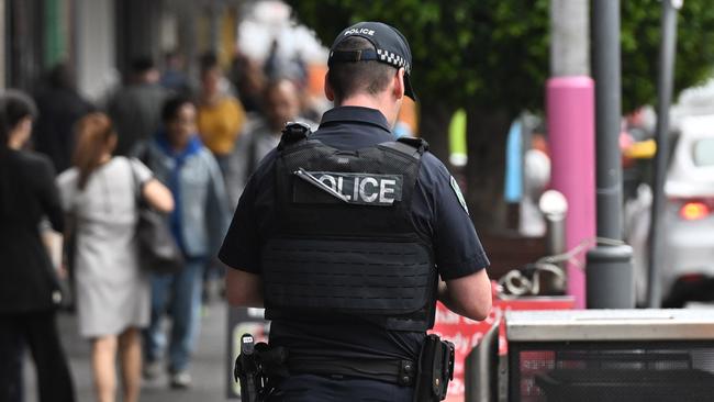 Police on the beat along Hindley Street in Adelaide’s CBD. Picture: NCA NewsWire / Brenton Edwards.