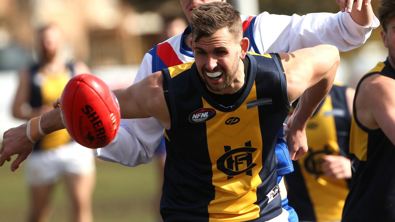 Jamie Smith in action for Hurstbridge. Picture: Hamish Blair