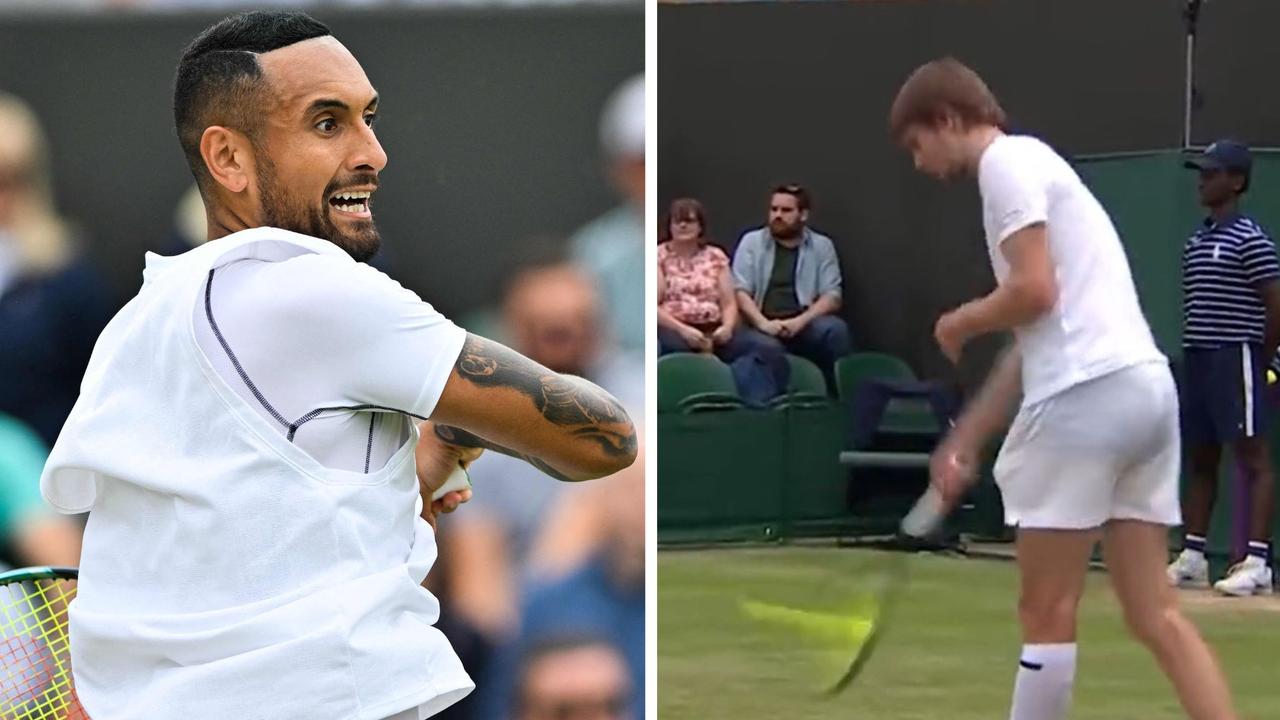Nick Kyrgios has reacted to Bublik's antics. Photo: AFP and Twitter