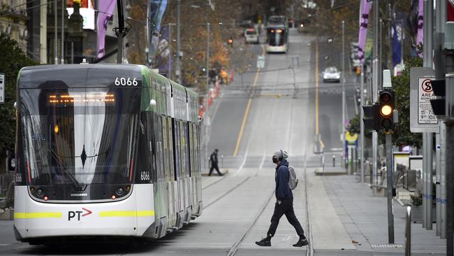 Bourke Street Mall in central Melbourne on Monday. Picture: Andrew Henshaw