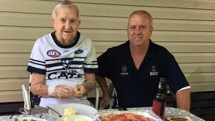 Alfred Edwards, pictured with son Dave, died on the front lawn after suffering a heart attack waiting for an ambulance. Picture: Supplied