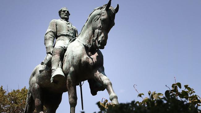 The statue of Robert E. Lee the removal of which sparked a violent protest by white nationalists. Picture: Getty Images.