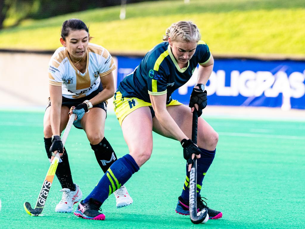 Hockey One – Emily Donovan on the ball for Tassie Tigers. Picture: Sam Volker / Solstice Digital