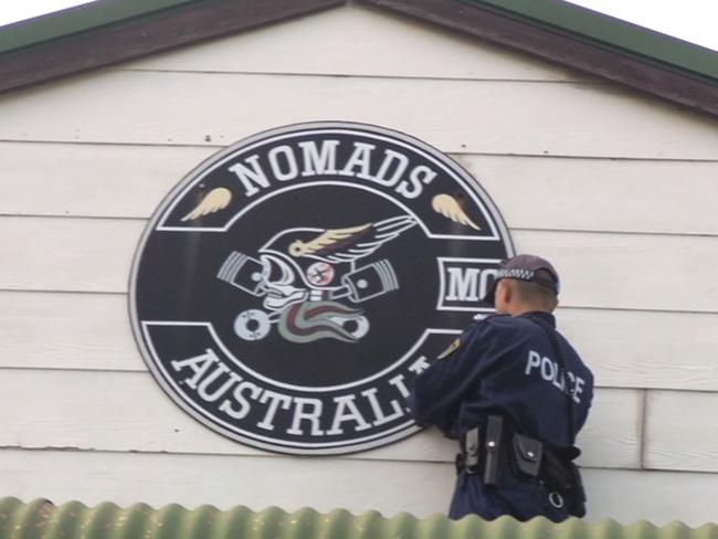 Strike Force Raptor officers in a raid on a Nomads OMCG clubhouse in Muswellbrook. Picture: NSW Police