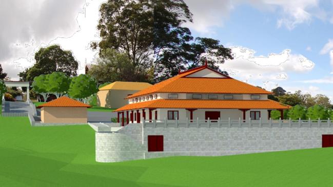 Artist's impression of a Buddhist temple proposed for 53 Dwyer Rd, Bringelly. Picture: Planning documents