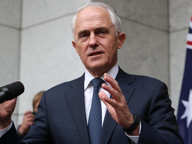 Malcolm Turnbull holds a press conference on where the leadership challenge is at. Picture: ABC. Picture: Kym Smith