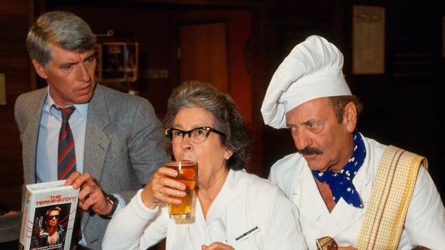 Shane Porteous, Joyce Jacobs and Syd Heylen in a scene from popular TV show A Country Practice.