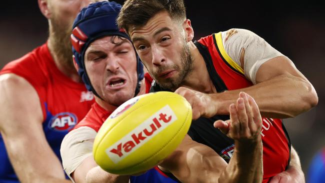 Kyle Langford has been missing from the Essendon line-up after suffering a serious hamstring injury.