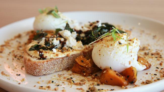 Roast pumpkin bruschetta. Picture: AAP/Claudia Baxter