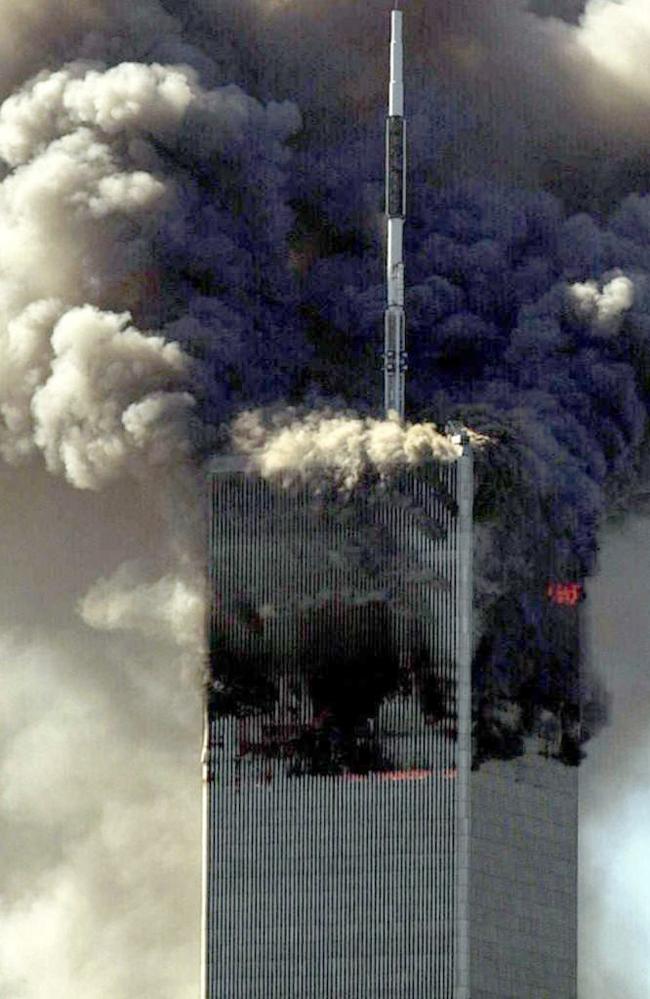 One of the Twin Towers before it collapsed on September 11, 2001. Picture: Nathan Edwards