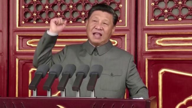 Chinese President Xi Jinping delivers a speech during the celebrations of the 100th anniversary of the founding of the Communist Party of China. Picture: Reuters