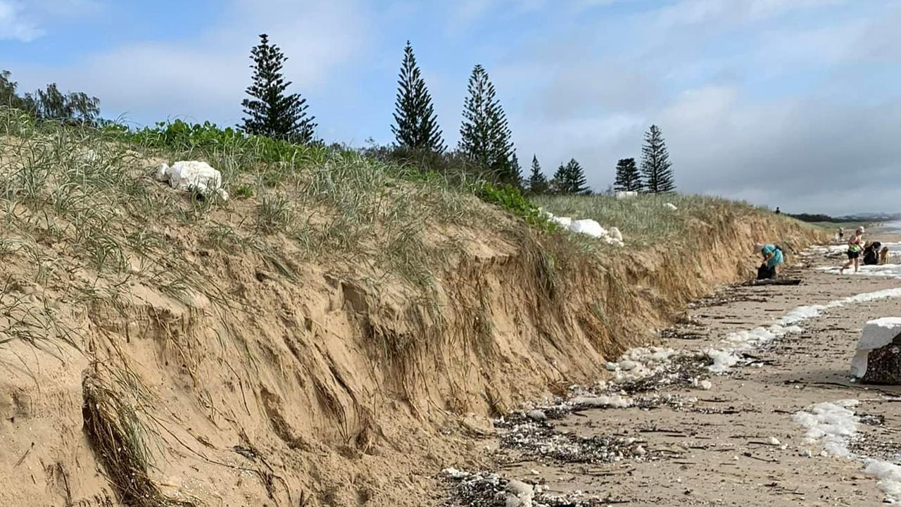 A polystyrene spill has occurred across the Sunshine Coast and Noosa region beaches after about a dozen pontoons washed up during recent floods.