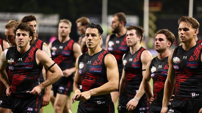 Forget the flopping, the Bombers weren’t good enough. Picture: Getty Images