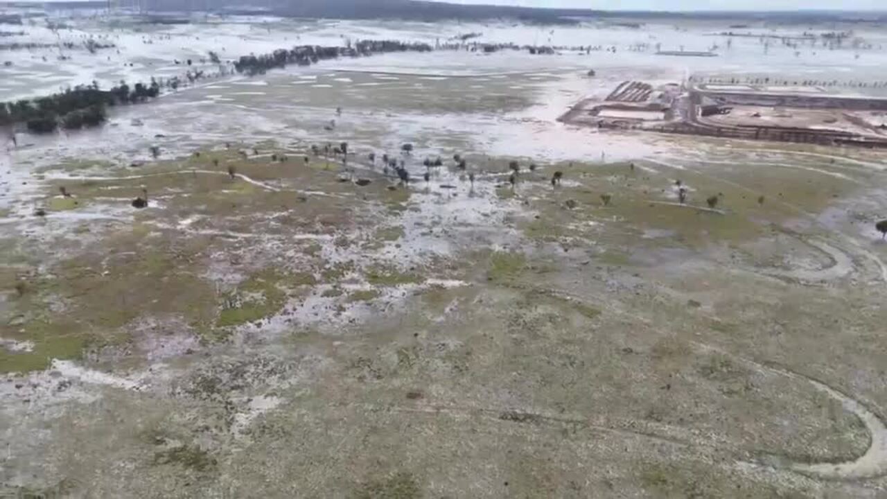 Aerial footage of damage after a massive storm ripped through Jandowae