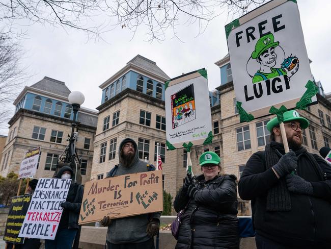 Luigi Mangione supporters outside County Courthouse. Picture: AFP