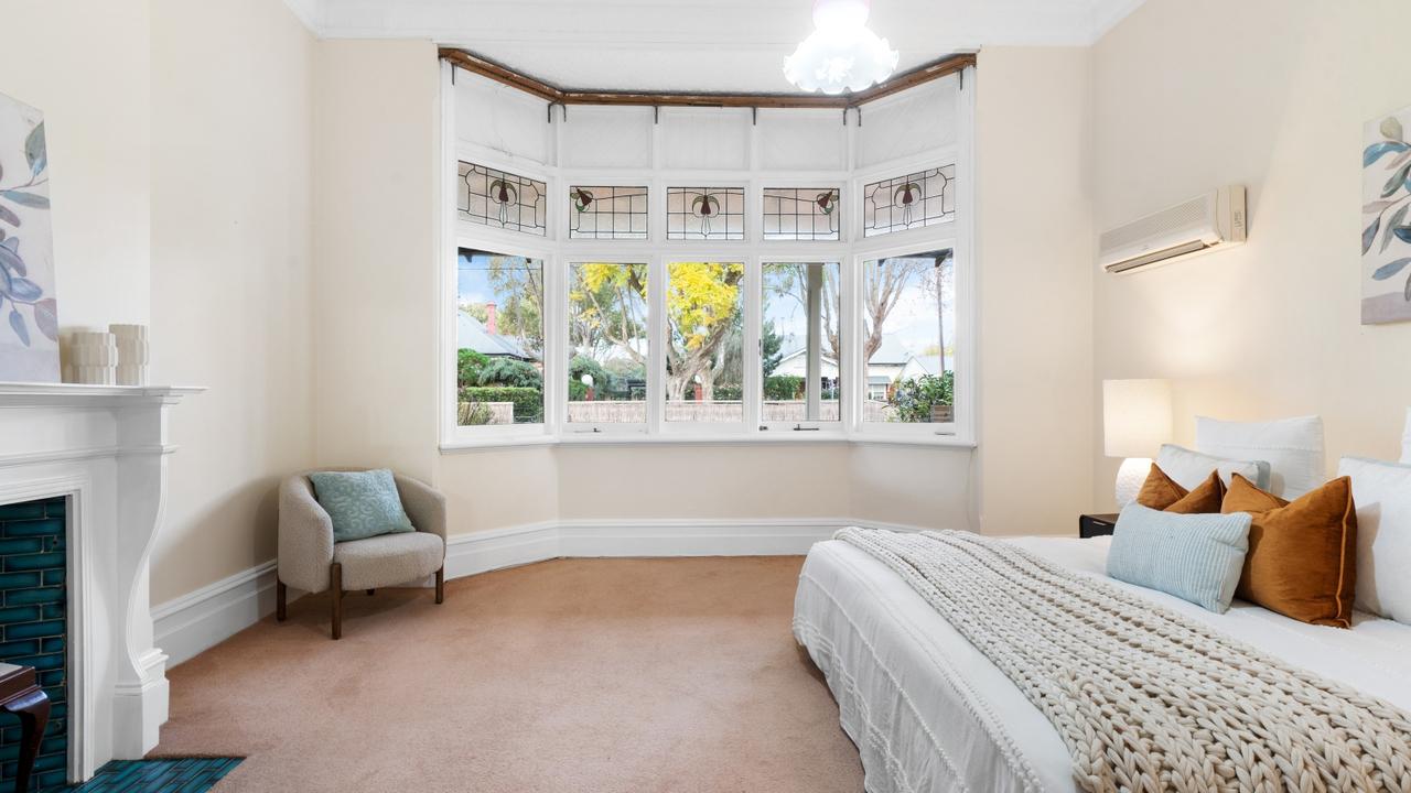 The master bedroom sits at the front of the house, offering views of the leafy suburb. Picture: realestate.com.au.