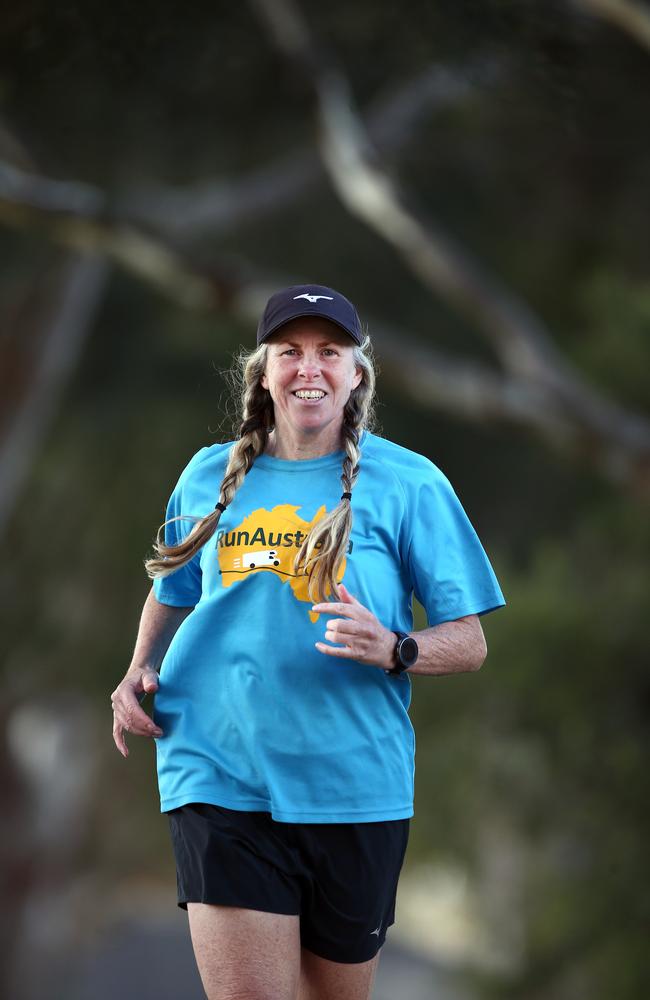 Ms Love said completing 63 marathons in 63 days confirmed to herself that she could run across Australia. Picture: David Smith