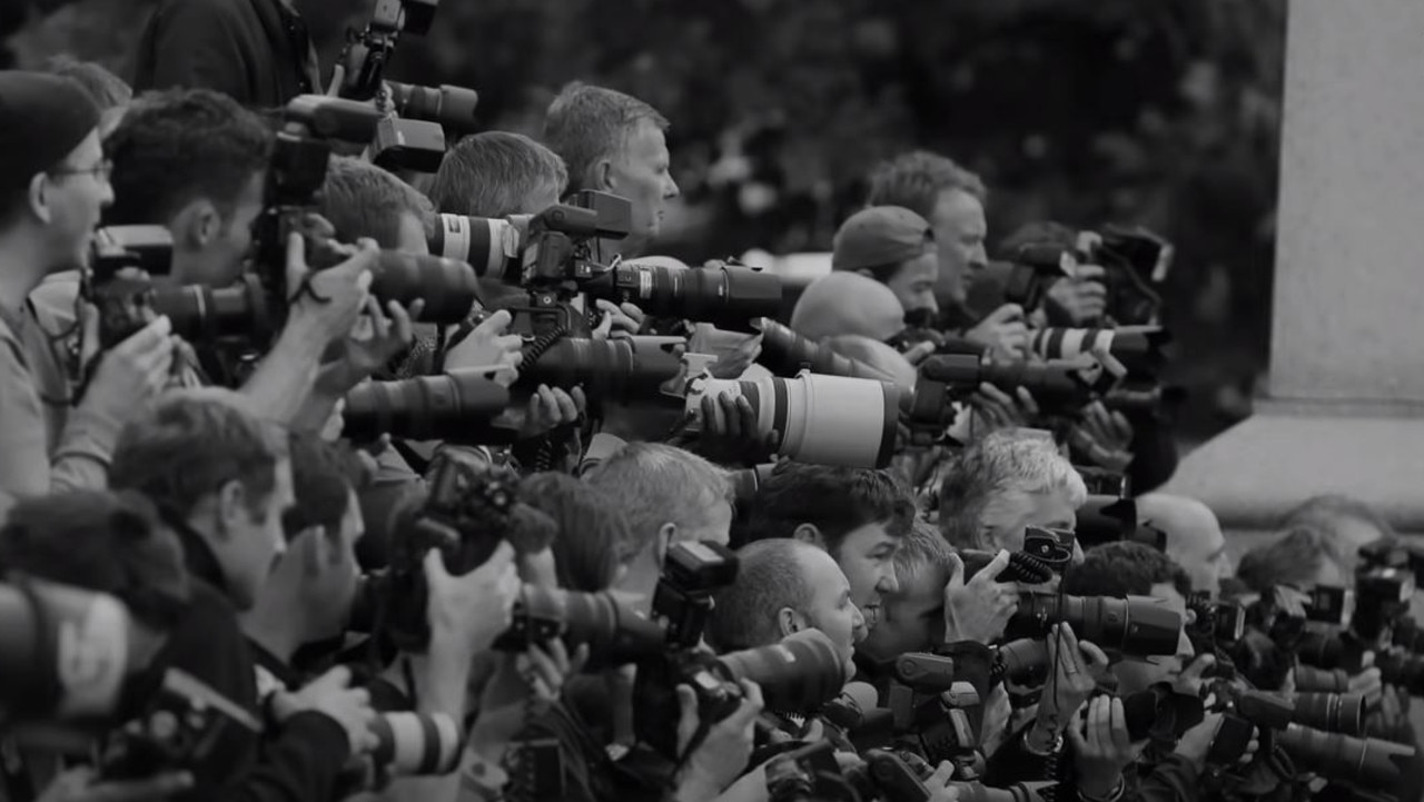 An image of the press pack used in the trailer for Harry and Meghan’s upcoming documentary. Picture: Netflix