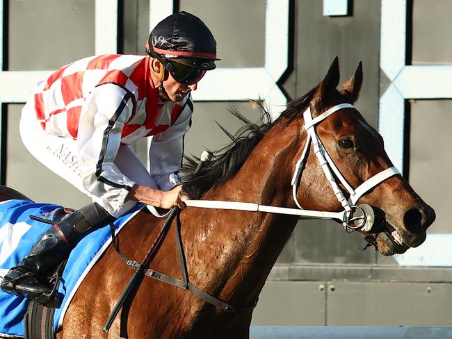 SYDNEY, AUSTRALIA - APRIL 27: Nash Rawiller riding Waterford wins Race 8 VALE Lonhro during Sydney Racing at Rosehill Gardens on April 27, 2024 in Sydney, Australia. (Photo by Jeremy Ng/Getty Images)