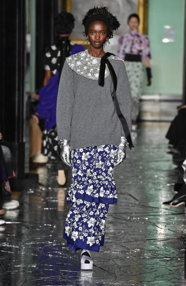 Agi Akur strutted for Erdem in London. Picture: Getty Images