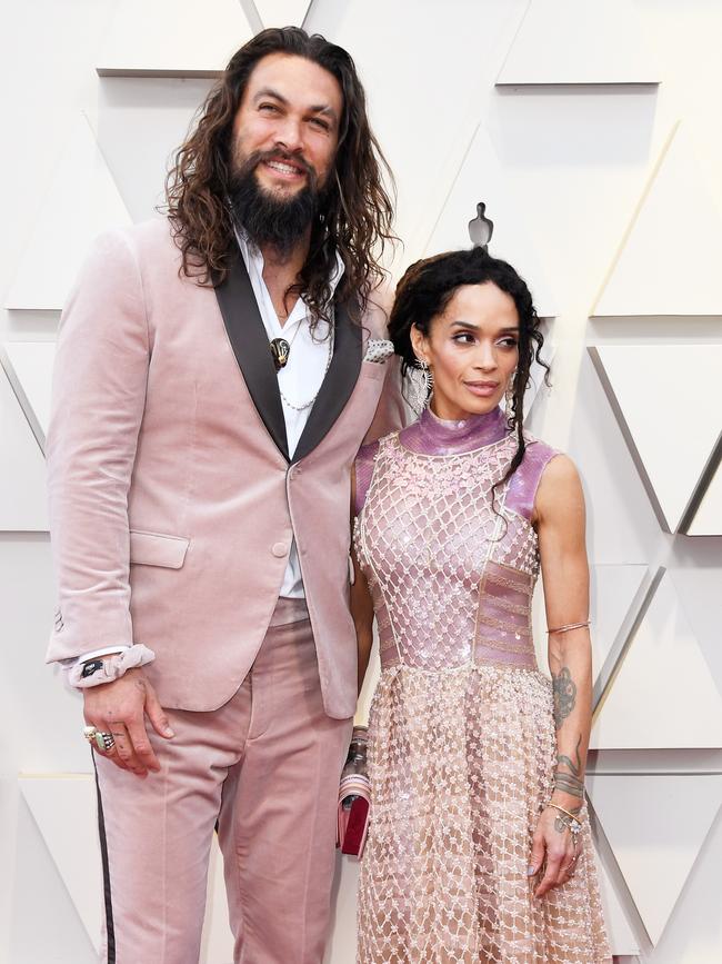 Couple dressing! Aquaman star Jason Momoa and Lisa Bonet, both wearing outfits by the late Karl Lagerfeld. Picture: Getty Images 