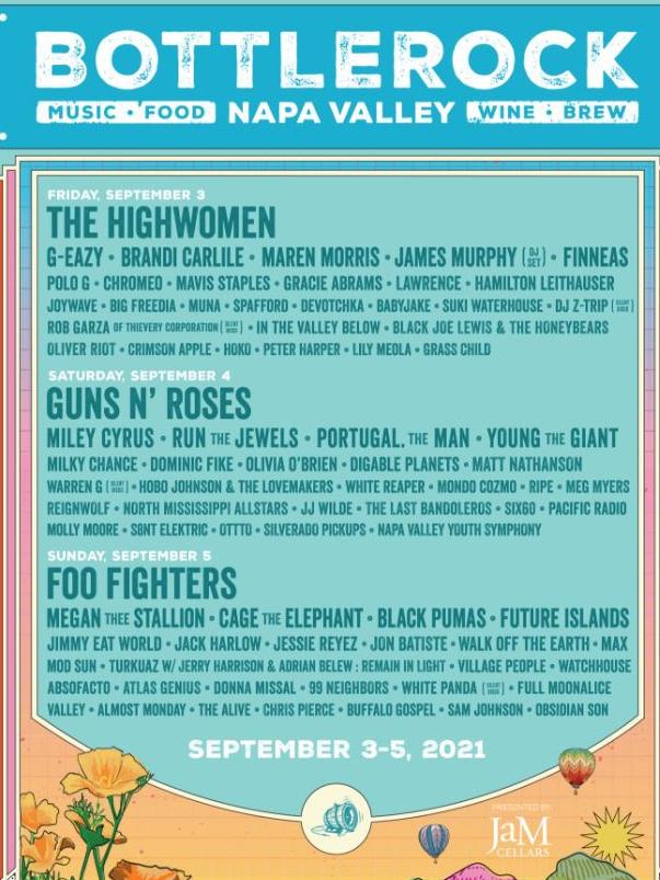 Recent line-up at the BottleRock Festival in the Napa Valley, California. Picture: Supplied