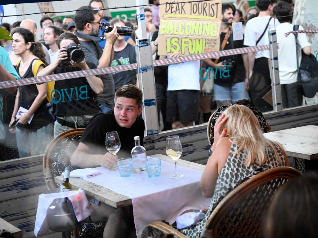 Protests against mass tourism have multiplied in recent months across Spain, the world's second-most visited country. Picture: Josep Lago / AFP