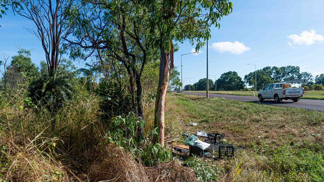 Debris left over from a single vehicle fatal accident on the Stuart Highway at Noonamah