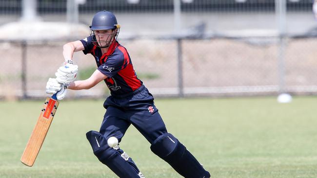 VSDCA Cricket: Spotswood v Malvern at McLean Reserve. Spotswood January 15. William Beattie of Malvern at bat. Picture : George Sal