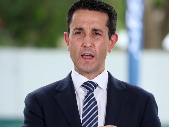 Premier David Crisafulli during a media conference at the site a new housing development in Capalaba. Picture: Liam Kidston