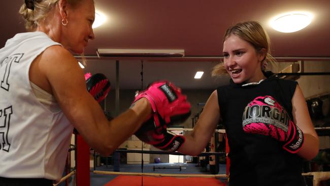 Jaymee-Lee Cartwright has rebuilt her confidence thanks to boxing and Fight 4 Youth founder Leisa J Logan. Picture: Glenn Hampson