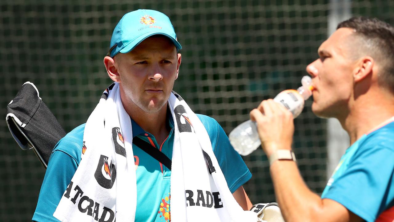 Hazlewood has not been able to train after his injury against South Africa. (Photo by Kelly Defina/Getty Images)