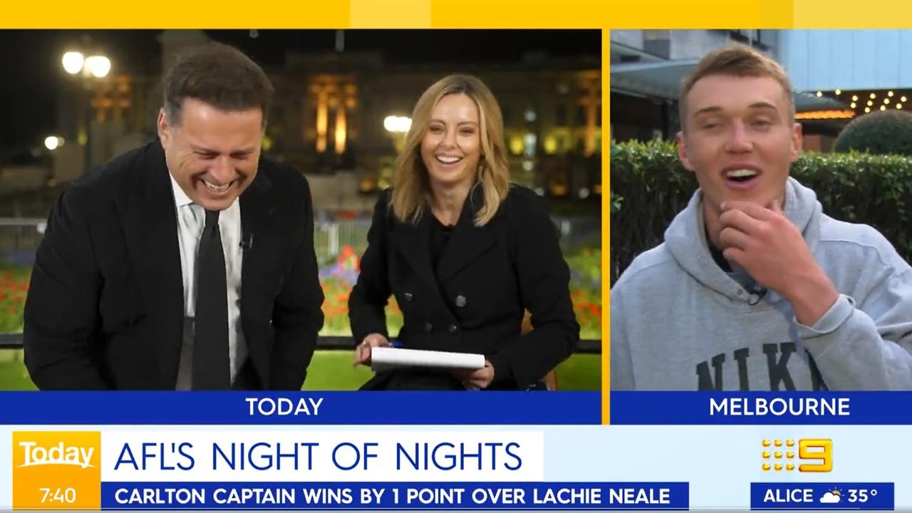 Karl Stefanovic has a laugh on the Today Show. Photo: Twitter, @TheTodayShow.