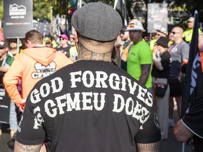 CFMEU protest through Brisbane to ALP National Conference at South Brisbane, Thursday, August 17, 2023 - Picture: Richard Walker