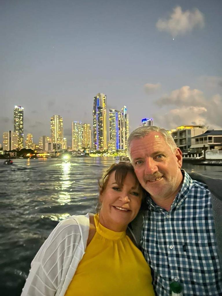 Ron and Diane Hughes pictured on their Gold Coast holiday. The English couple died in the Sea World Helicopters collision on January 2, 2023. Picture: Supplied by the family of Ron and Diane Hughes.