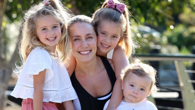 Brooke Cotchin with her kids at the Botanical Gardens on the Gold Coast. Picture: Michael Klein