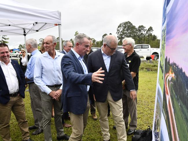 A press conference including Prime Minister Scott Morrison, deputy PM Michael McCormack, premier Gladys Berejiklian, deputy premier John Barilaro and local members Kevin Hogan and Chris Gulaptis   for the official opening of the Pacific Highway redevelopment. Photos: Adam Hourigan