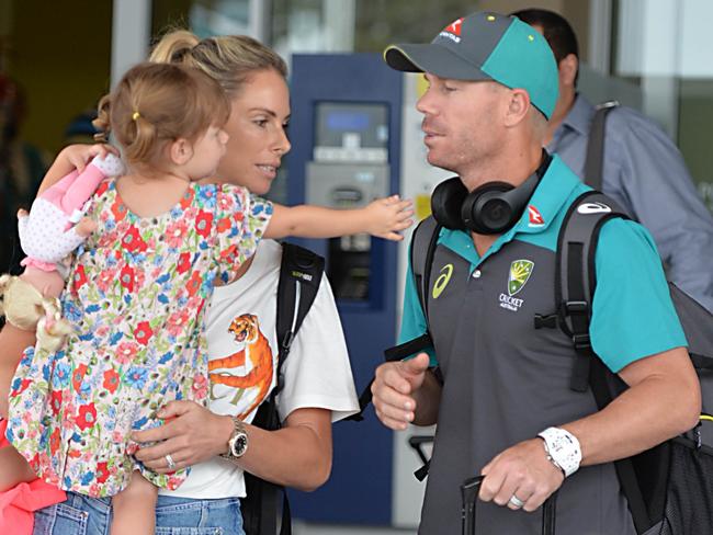 David Warner and wife Candice arrive in Port Elizabeth.