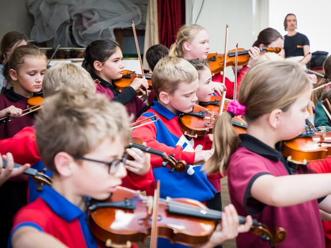 Strings students in total concentration mode ahead of their final performance. Photo: Ballandean SS/Shane Anderson