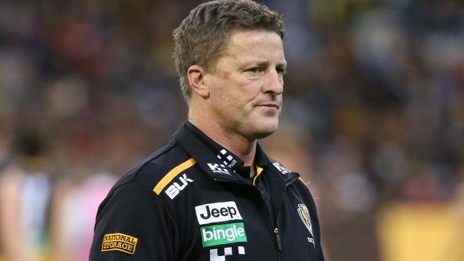 Richmond coach Damien Hardwick and the Tigers are under extreme pressure. Picture: George Salpigtidis