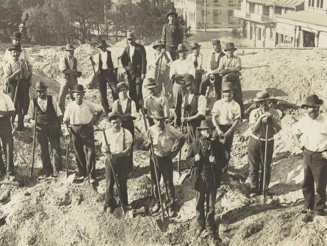 Labourers prepare the ground for the train station. Picture: Supplied